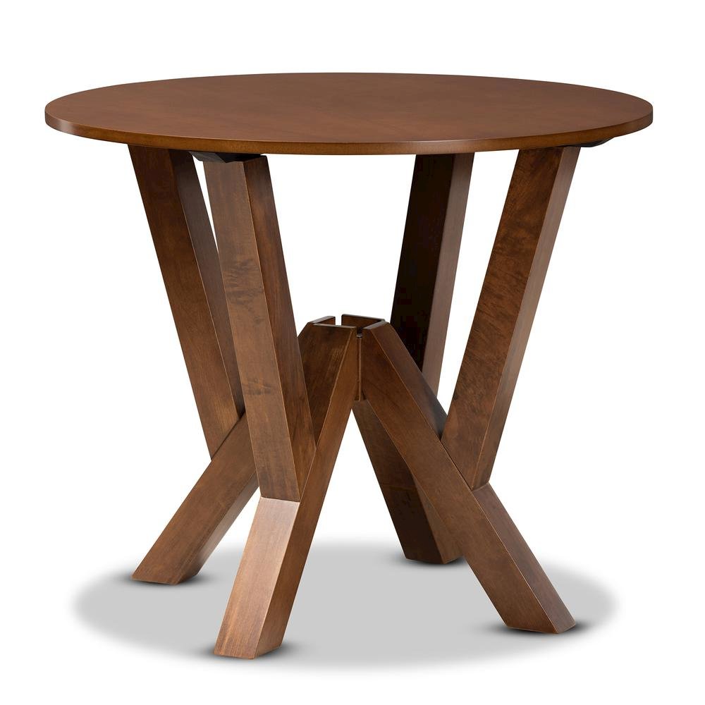 Grey Fabric Upholstered and Walnut Brown Finished Wood 5-Piece Dining Set
