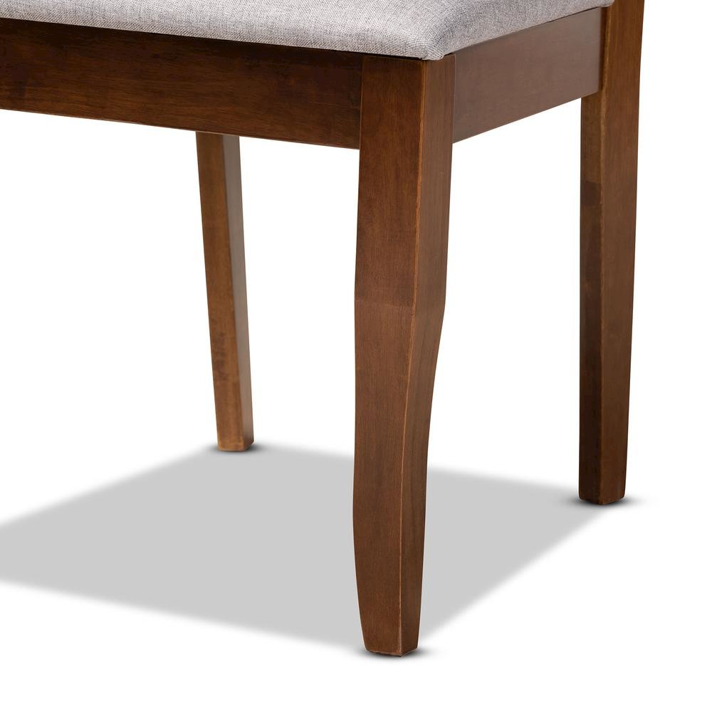 Grey Fabric Upholstered and Walnut Brown Finished Wood 5-Piece Dining Set
