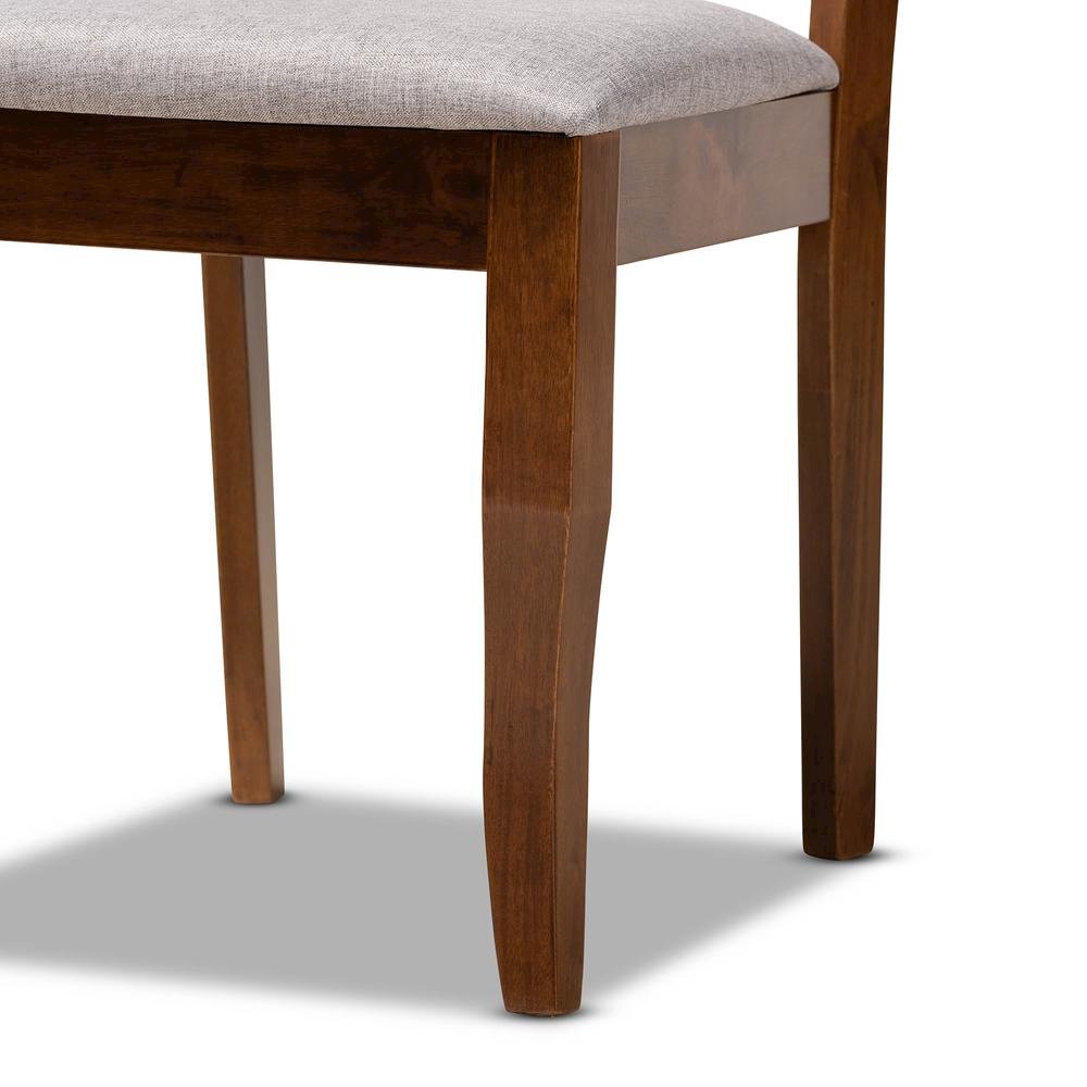 Grey Fabric Upholstered and Walnut Brown Finished Wood 6-Piece Dining Set