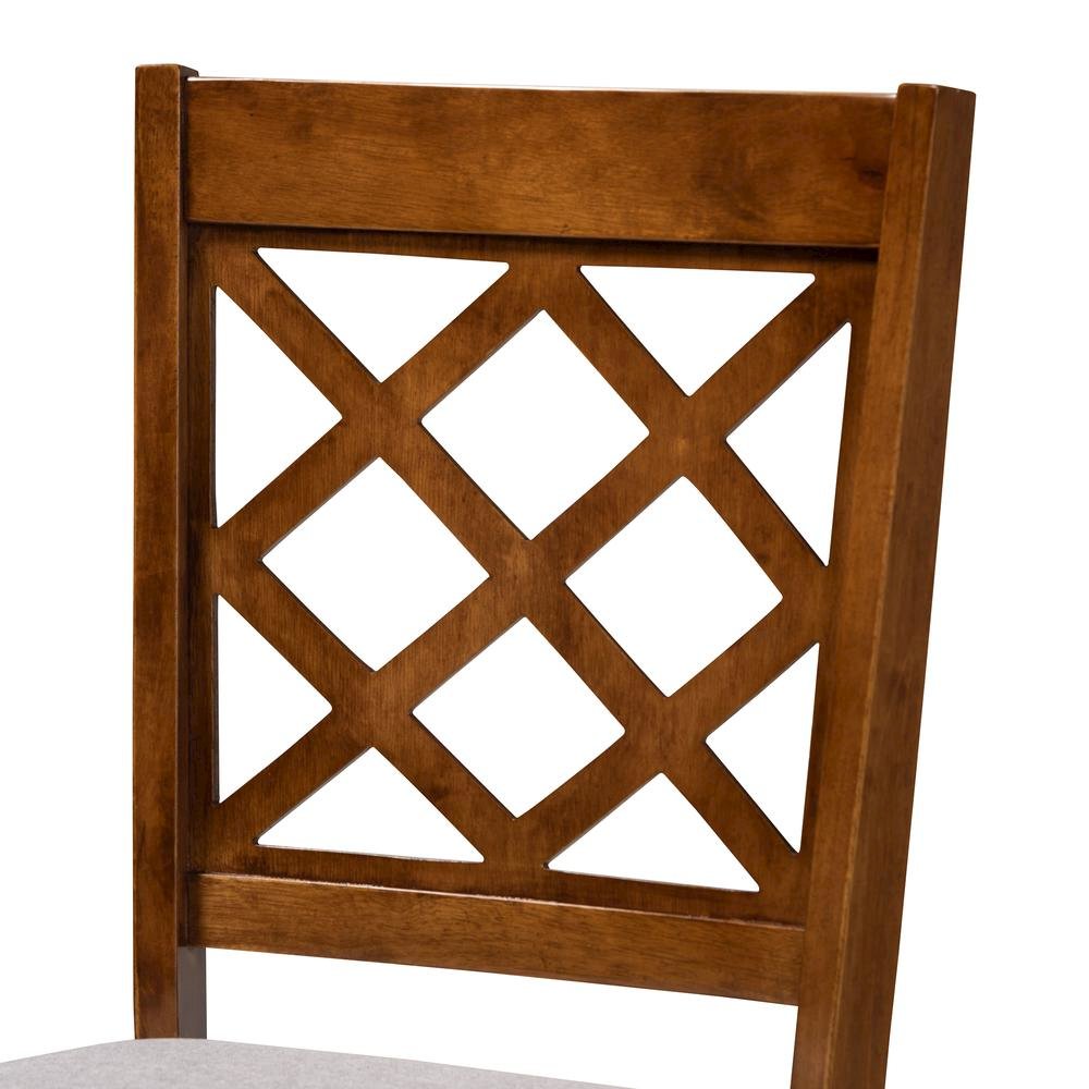 Grey Fabric Upholstered and Walnut Brown Finished Wood 4-Piece Dining Chair Set