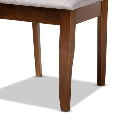 Grey Fabric Upholstered and Walnut Brown Finished Wood 4-Piece Dining Chair Set