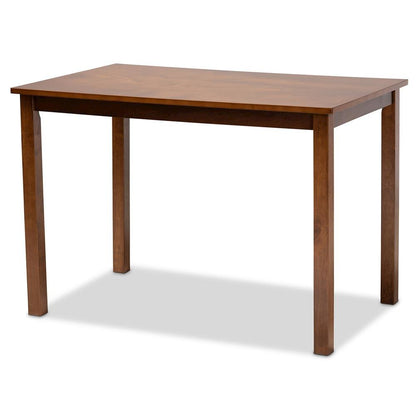 Grey Fabric Upholstered and Walnut Brown Finished Wood 5-Piece Dining Set
