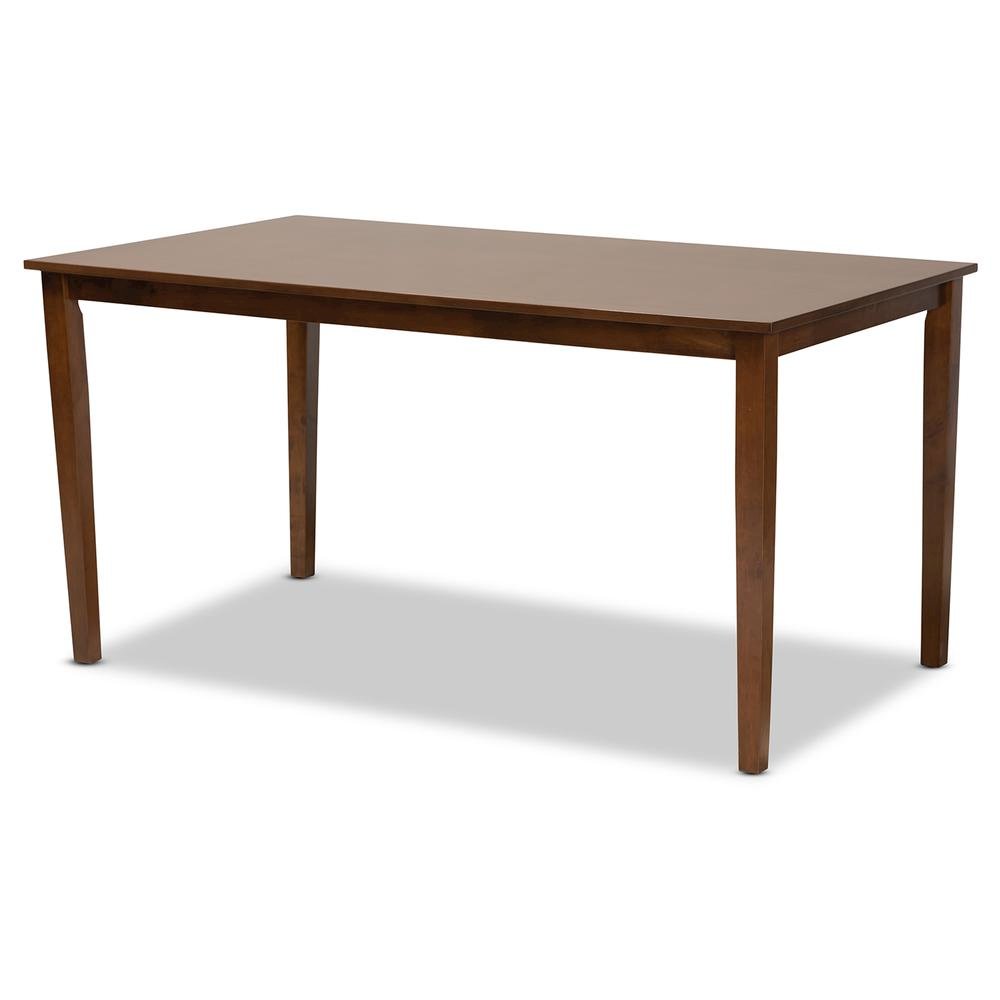 Grey Fabric Upholstered and Walnut Brown Finished Wood 6-Piece Dining Set