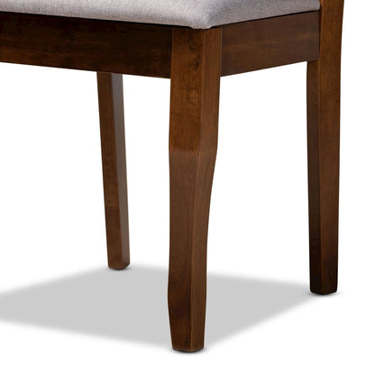 Grey Fabric Upholstered Walnut Brown Finished Wood 4-Piece Dining Chair Set