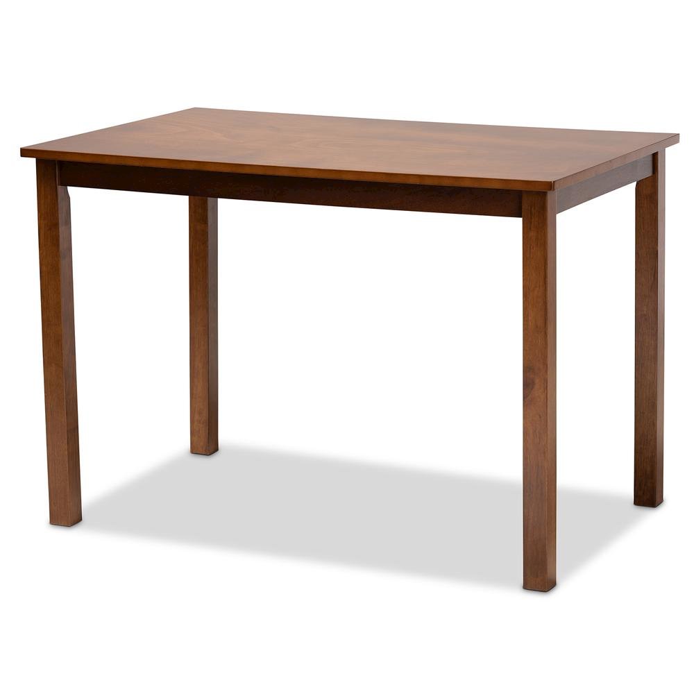 Grey Fabric Upholstered and Walnut Brown Finished Wood 5-Piece Dining Set