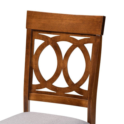 Grey Fabric Upholstered and Walnut Brown Finished Wood 4-Piece Dining Chair Set