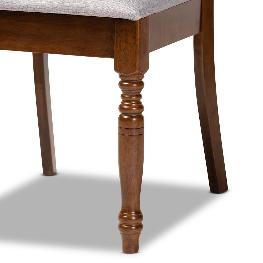 Grey Fabric Upholstered and Walnut Brown Finished Wood 4-Piece Dining Chair Set