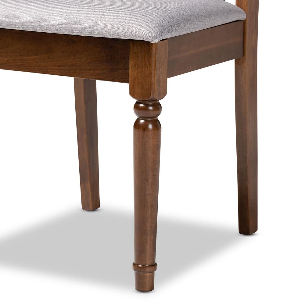 Grey Fabric Upholstered Walnut Brown Finished 4-Piece Wood Dining Chair Set
