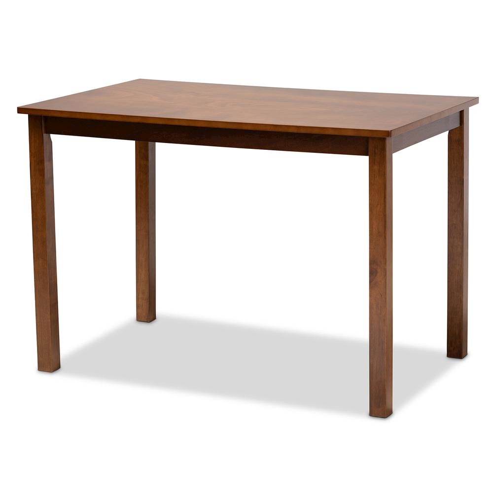 Grey Fabric Upholstered and Walnut Brown Finished Wood 5-Piece Dining Set