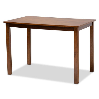 Grey Fabric Upholstered and Walnut Brown Finished Wood 5-Piece Dining Set