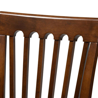 Grey Fabric Upholstered and Walnut Brown Finished Wood 6-Piece Dining Set