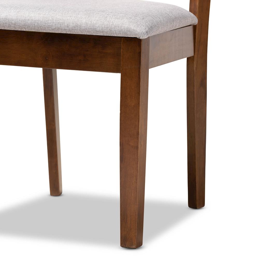 Grey Fabric Upholstered and Walnut Brown Finished Wood 5-Piece Dining Set