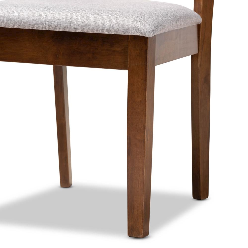 Grey Fabric Upholstered and Walnut Brown Finished Wood 5-Piece Dining Set
