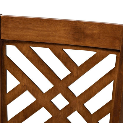 Grey Fabric Upholstered Walnut Brown Finished Wood 5-Piece Dining Set