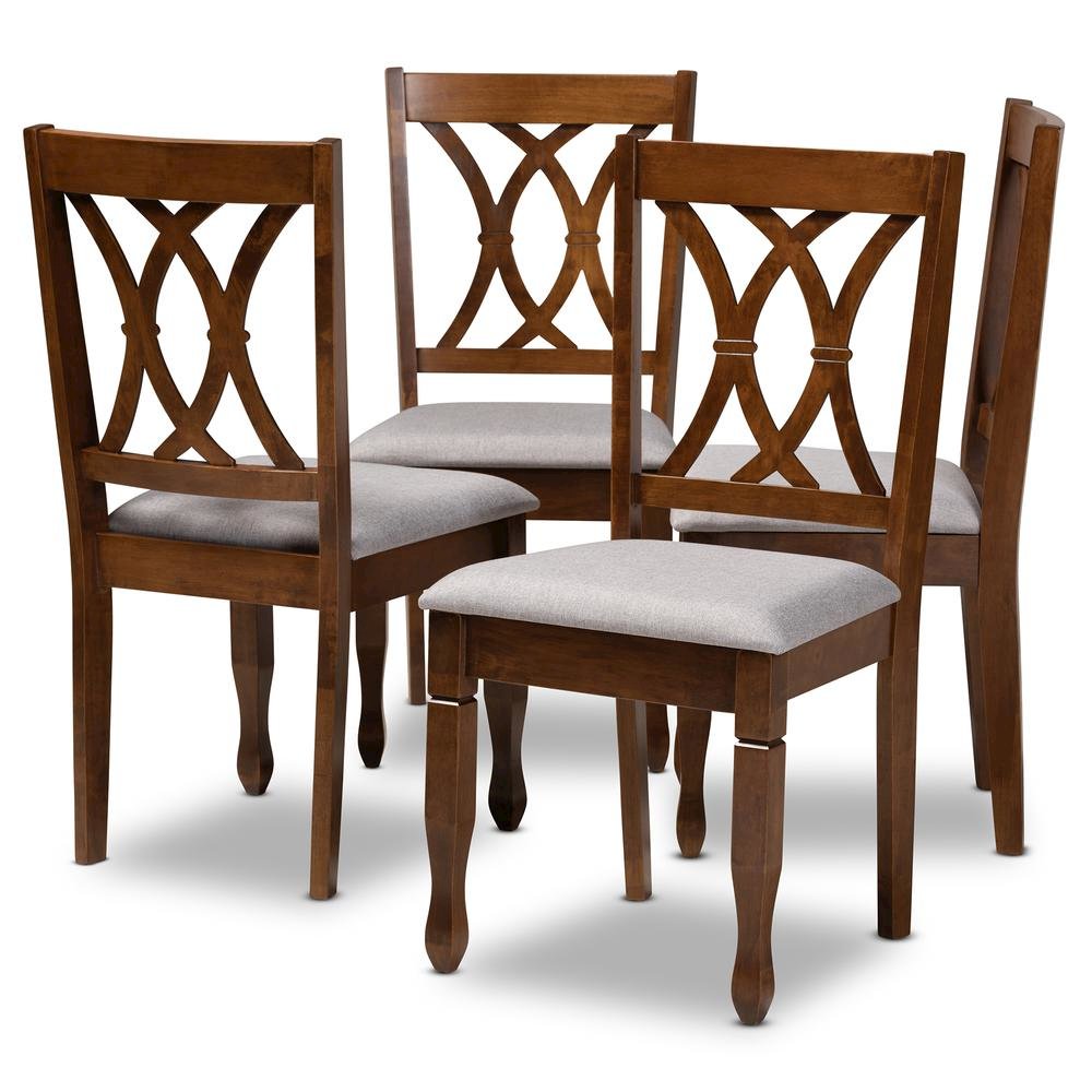 Walnut Brown Finished Wood 4-Piece Dining Chair Set Set