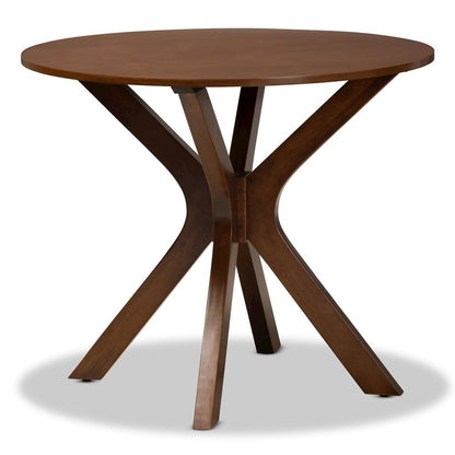 Grey Fabric Upholstered and Walnut Brown Finished Wood 5-Piece Dining Set
