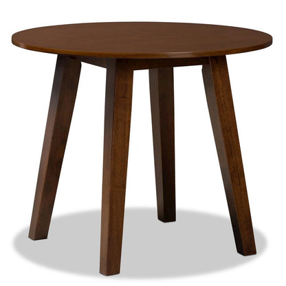 Grey Fabric Upholstered and Walnut Brown Finished Wood 5-Piece Dining Set