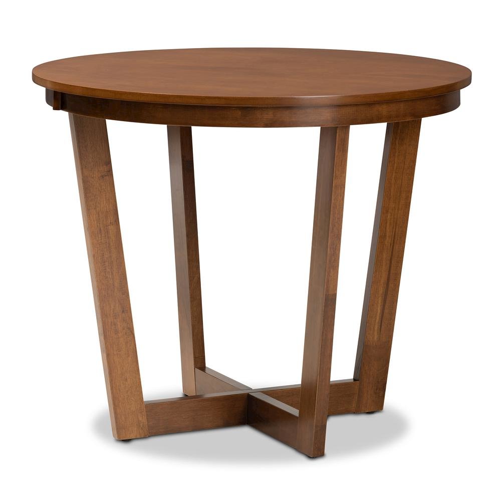 Grey Fabric Upholstered and Walnut Brown Finished Wood 5-Piece Dining Set