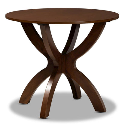 Grey Fabric Upholstered and Walnut Brown Finished Wood 5-Piece Dining Set