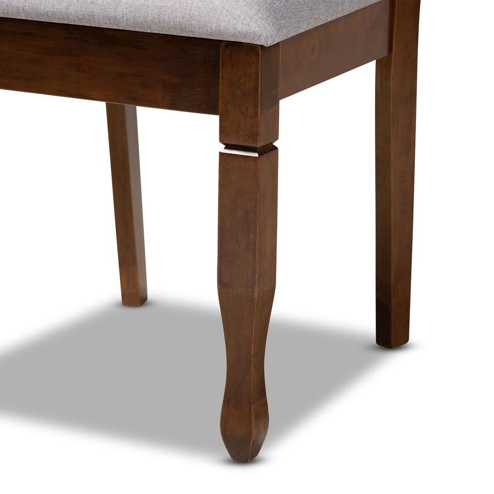Grey Fabric Upholstered and Walnut Brown Finished Wood 5-Piece Dining Set