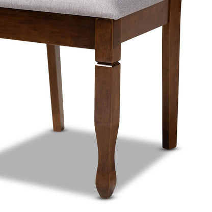 Grey Fabric Upholstered and Walnut Brown Finished Wood 6-Piece Dining Set