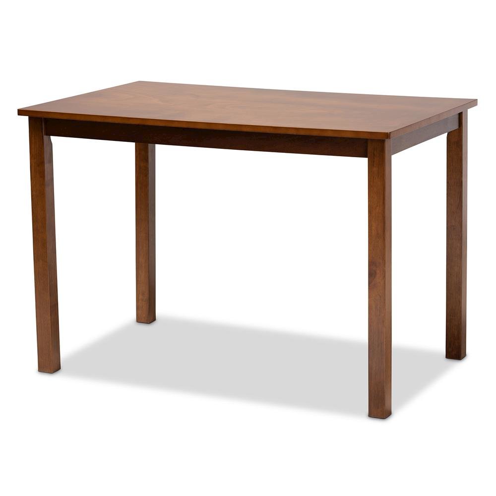 Grey Fabric Upholstered and Walnut Brown Finished Wood 5-Piece Dining Set
