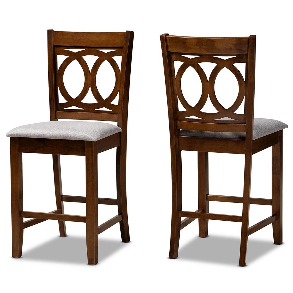 Walnut Brown Finished Wood 2-Piece Counter Height Pub Chair Set