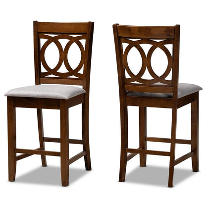 Walnut Brown Finished Wood 2-Piece Counter Height Pub Chair Set