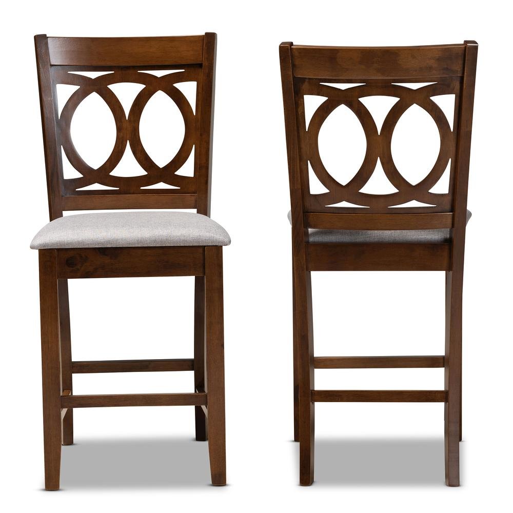 Walnut Brown Finished Wood 2-Piece Counter Height Pub Chair Set