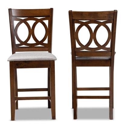 Walnut Brown Finished Wood 2-Piece Counter Height Pub Chair Set