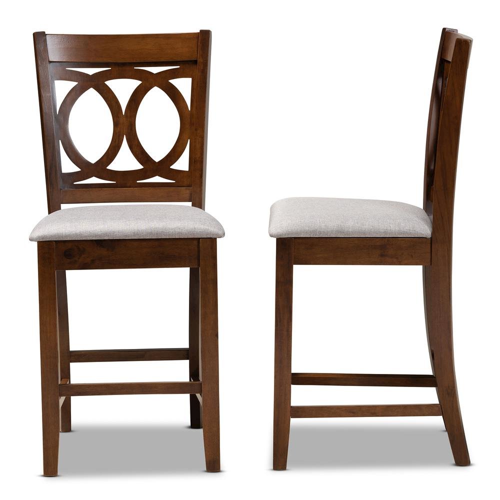 Walnut Brown Finished Wood 2-Piece Counter Height Pub Chair Set