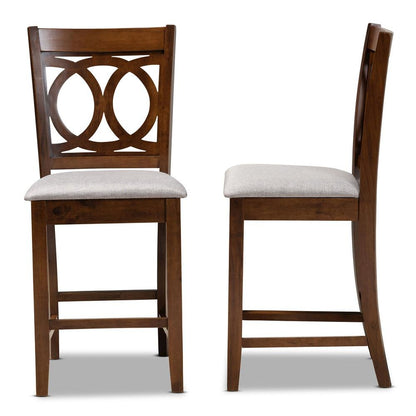 Walnut Brown Finished Wood 2-Piece Counter Height Pub Chair Set