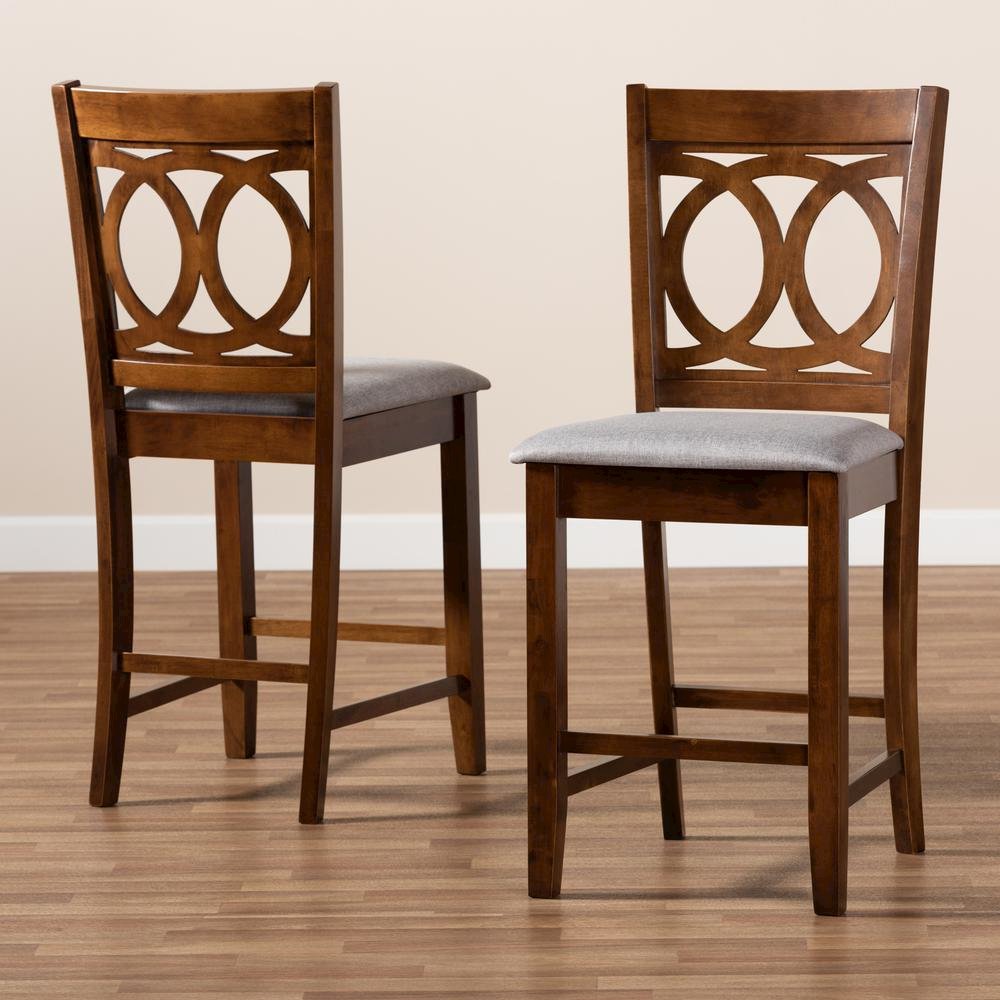 Walnut Brown Finished Wood 2-Piece Counter Height Pub Chair Set