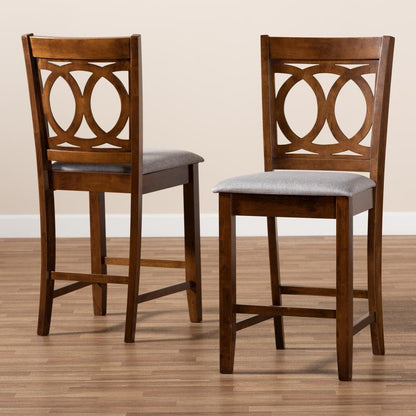 Walnut Brown Finished Wood 2-Piece Counter Height Pub Chair Set