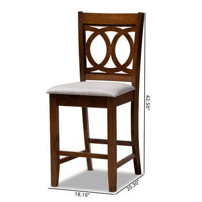 Walnut Brown Finished Wood 2-Piece Counter Height Pub Chair Set