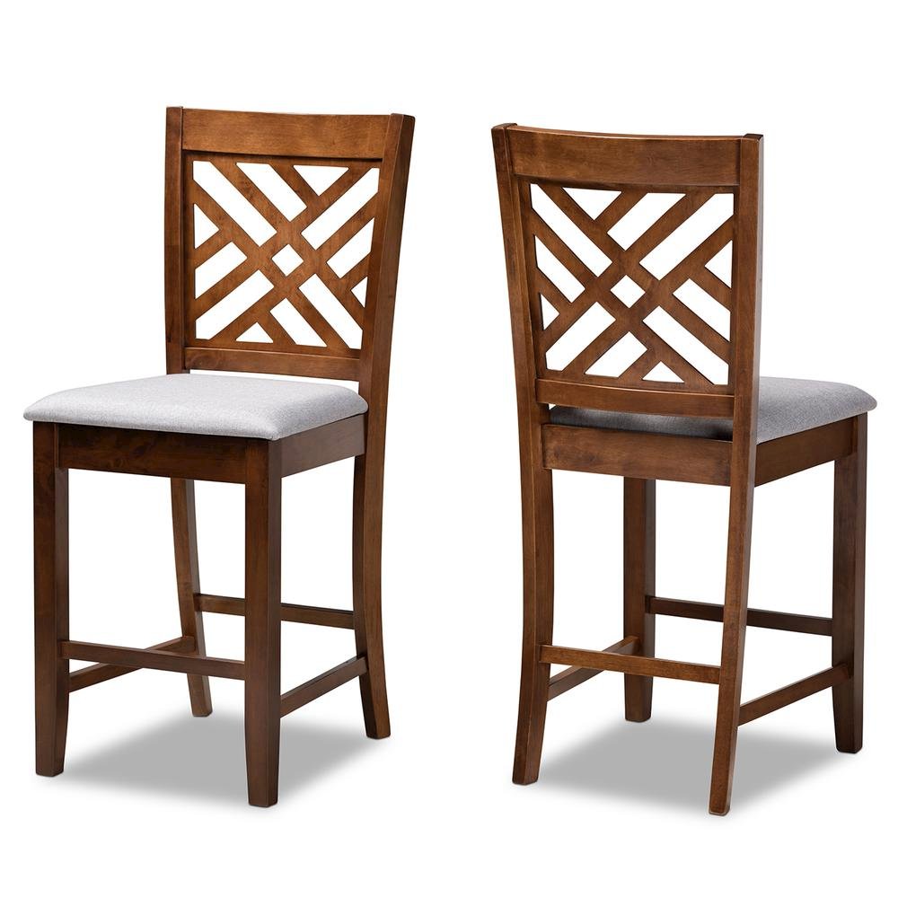 Walnut Brown Finished 2-Piece Wood Counter Height Pub Chair Set Set