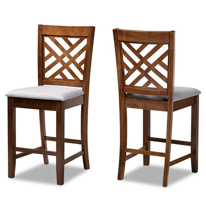 Walnut Brown Finished 2-Piece Wood Counter Height Pub Chair Set Set