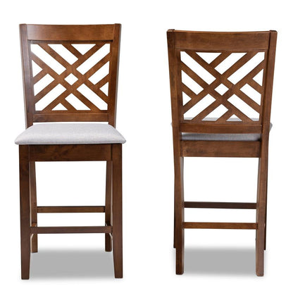 Walnut Brown Finished 2-Piece Wood Counter Height Pub Chair Set Set
