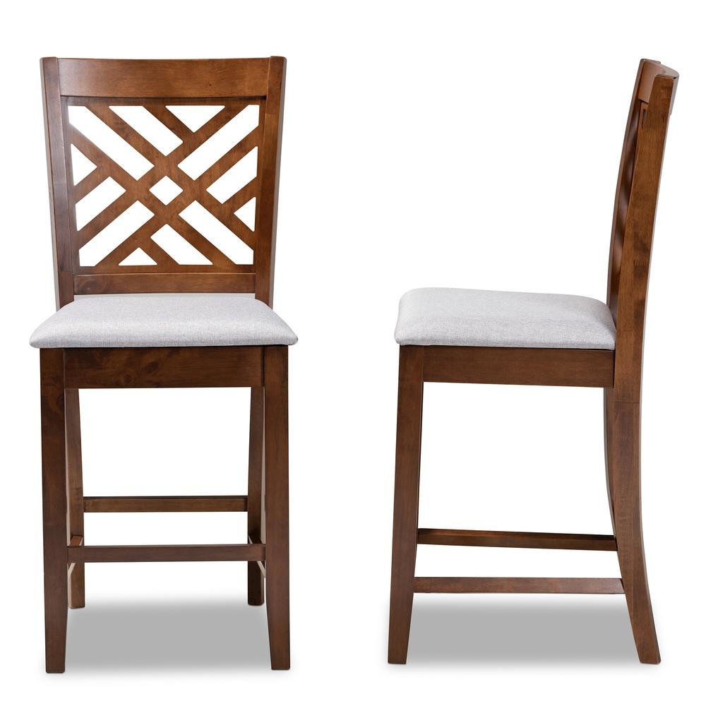 Walnut Brown Finished 2-Piece Wood Counter Height Pub Chair Set Set