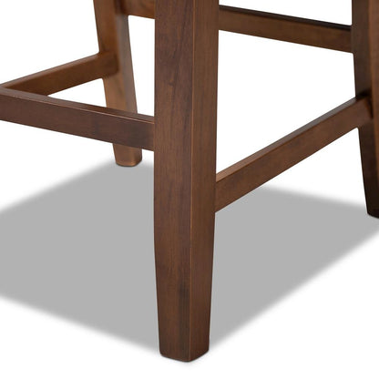 Walnut Brown Finished 2-Piece Wood Counter Height Pub Chair Set Set
