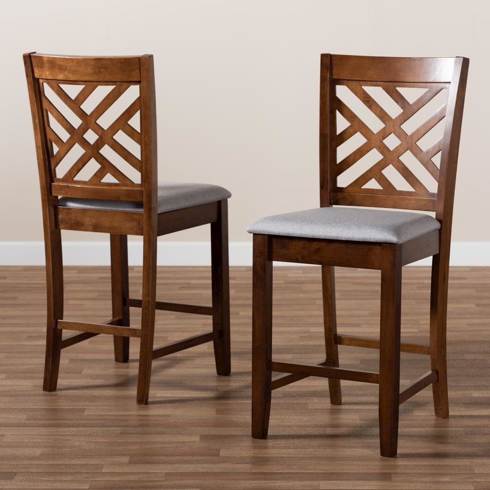 Walnut Brown Finished 2-Piece Wood Counter Height Pub Chair Set Set