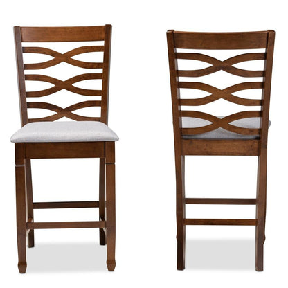 Walnut Brown Finished 2-Piece Wood Counter Height Pub Chair Set Set