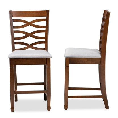Walnut Brown Finished 2-Piece Wood Counter Height Pub Chair Set Set