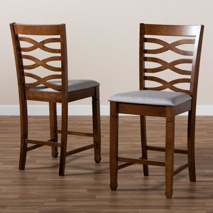 Walnut Brown Finished 2-Piece Wood Counter Height Pub Chair Set Set