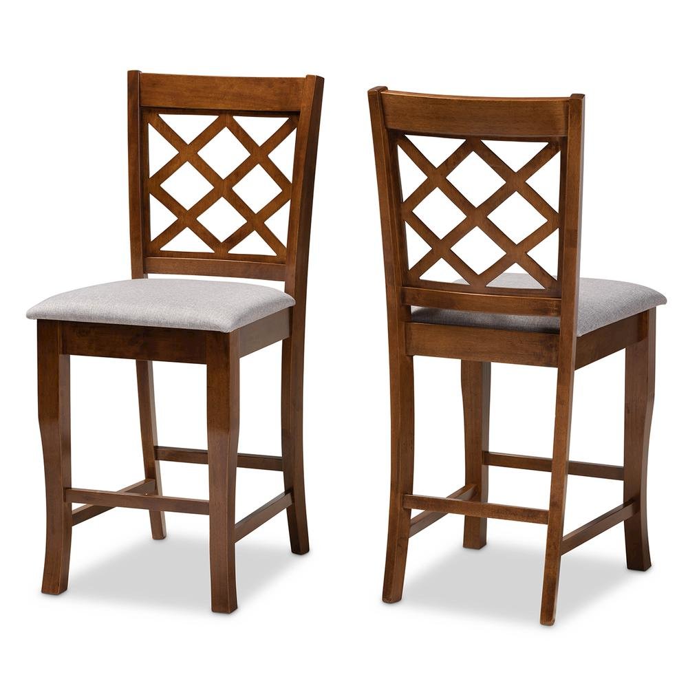 Walnut Brown Finished Wood 2-Piece Counter Height Pub Chair Set
