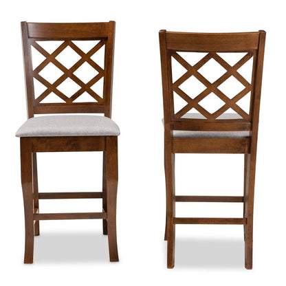 Walnut Brown Finished Wood 2-Piece Counter Height Pub Chair Set
