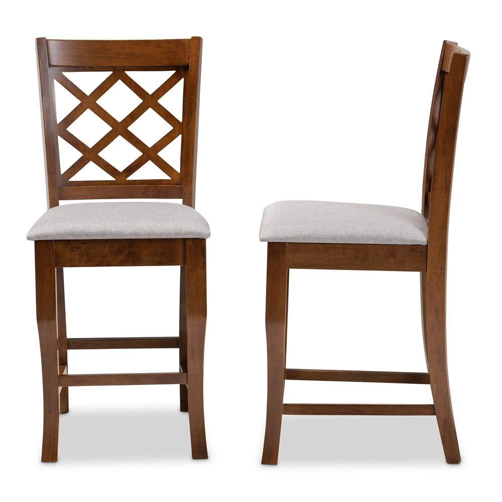 Walnut Brown Finished Wood 2-Piece Counter Height Pub Chair Set
