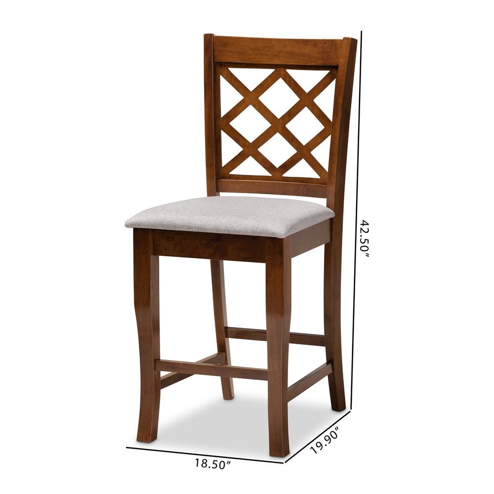 Walnut Brown Finished Wood 2-Piece Counter Height Pub Chair Set