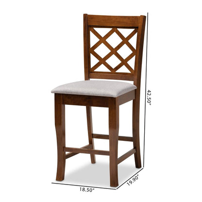 Walnut Brown Finished Wood 2-Piece Counter Height Pub Chair Set