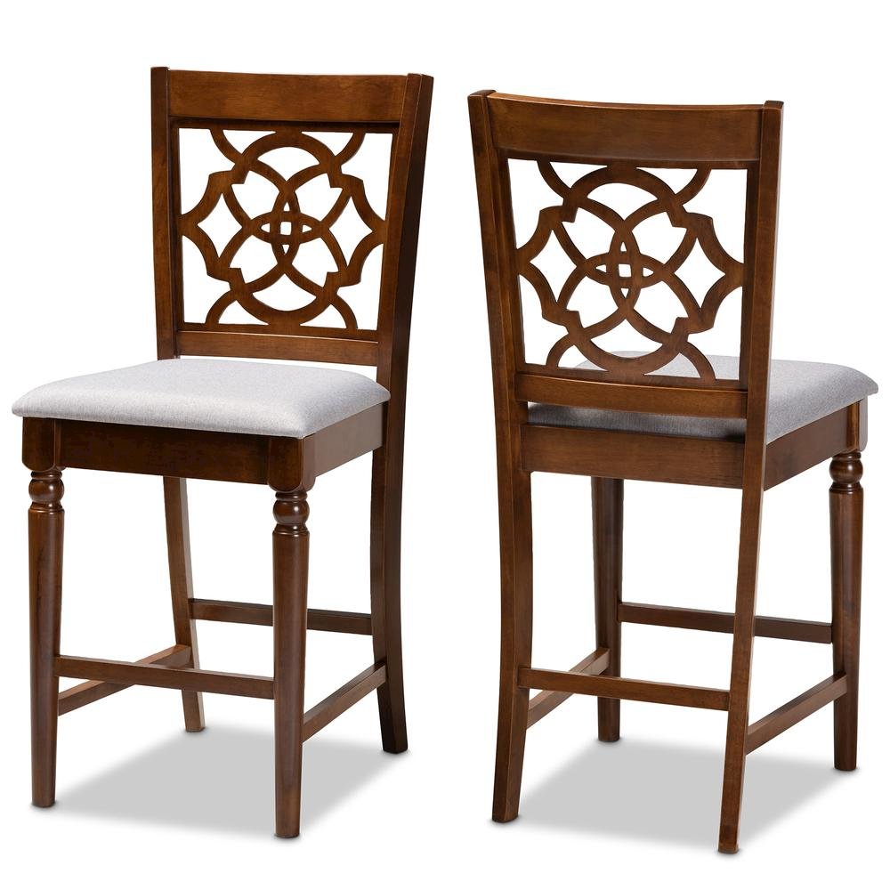 Walnut Brown Finished Wood 2-Piece Counter Height Pub Chair Set